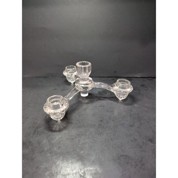 Cambridge Candle Holder 3 Arm‎ Depression Glass, Centerpiece, Art Deco Lighting - Picture 3 of 10